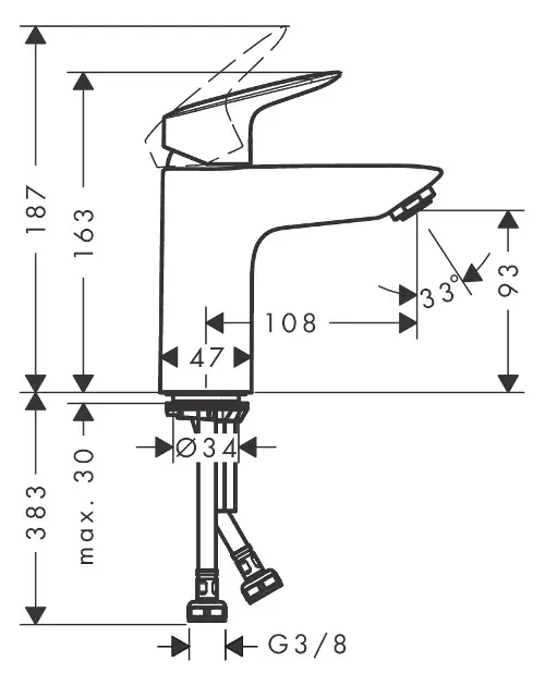Hansgrohe - Logis - Mosdó csaptelep - 71103000 – 2. kép