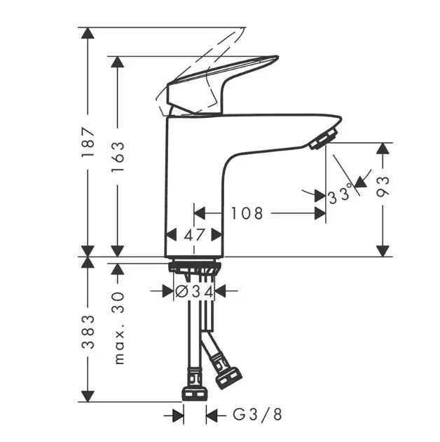 Hansgrohe - Logis - Mosdó csaptelep - 71103670 – 2. kép