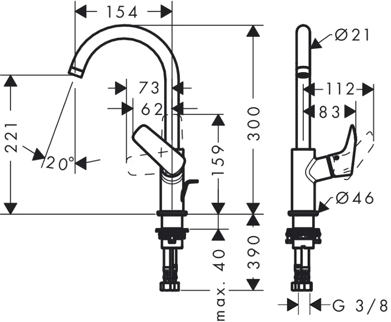 Hansgrohe - Logis - Mosdó csaptelep - 71130000 – 2. kép