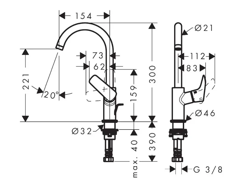 Hansgrohe - Logis - Mosdó csaptelep - 71130670 – 2. kép