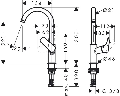 Hansgrohe - Logis - Mosdó csaptelep - 71131000 – 2. kép