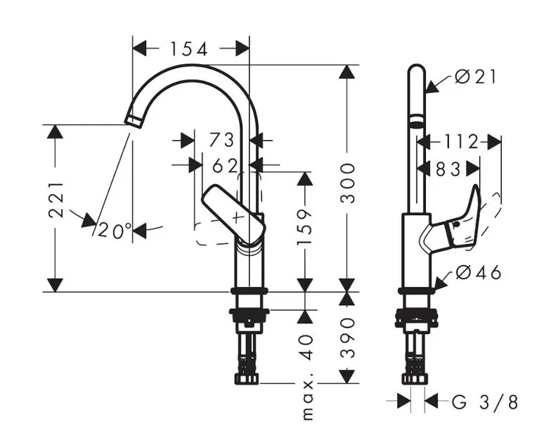 Hansgrohe - Logis - Mosdó csaptelep - 71131670 – 2. kép