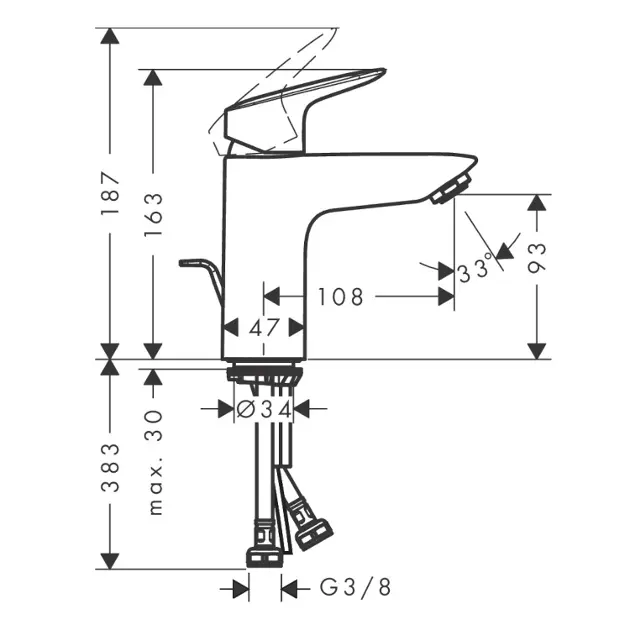 Hansgrohe - Logis - Mosdó csaptelep - 71171000 – 2. kép
