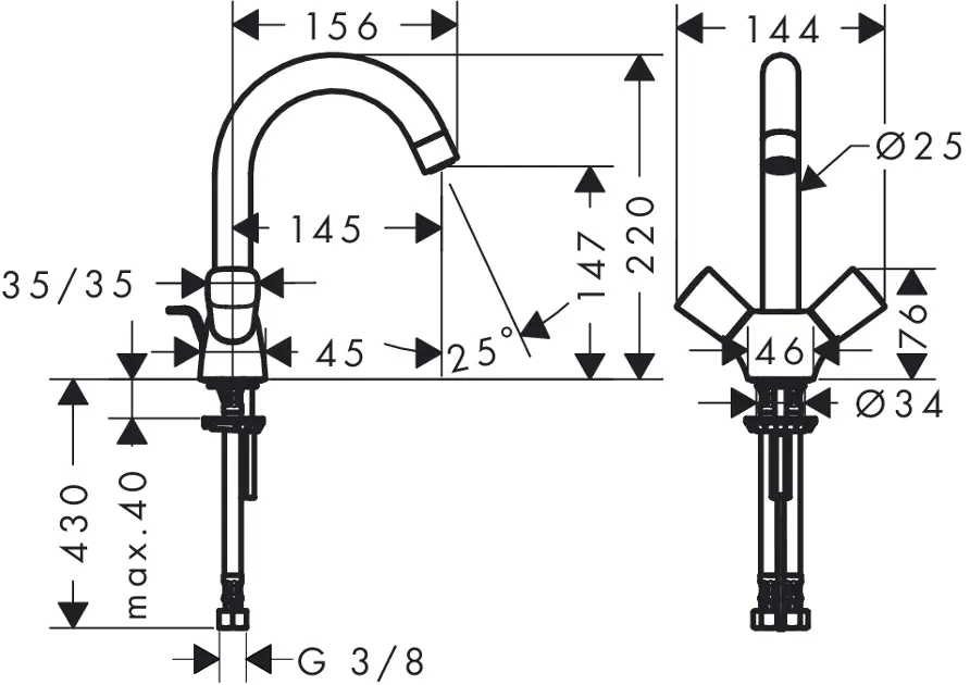 Hansgrohe - Logis - Mosdó csaptelep - 71222000 – 2. kép