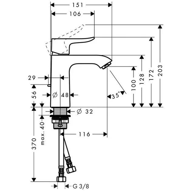 Hansgrohe - Metris - Mosdó csaptelep - 31203000 – 2. kép