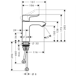 Hansgrohe - Metris New - Mosdó csaptelep - 31074000 – 2. kép