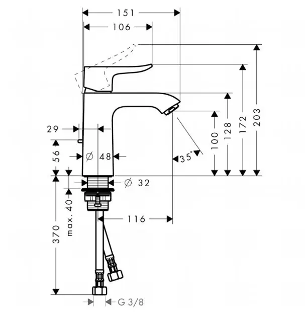 Hansgrohe - Metris New - Mosdó csaptelep - 31080000 – 2. kép