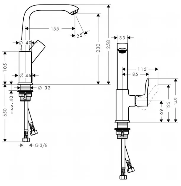 Hansgrohe - Metris New - Mosdó csaptelep - 31081000 – 2. kép