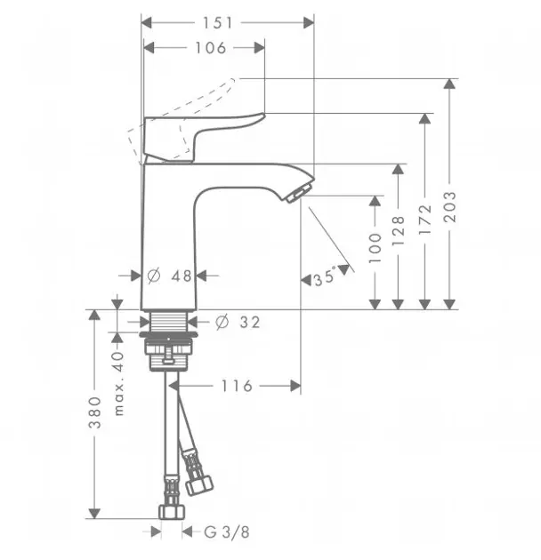 Hansgrohe - Metris New - Mosdó csaptelep - 31084000 – 2. kép