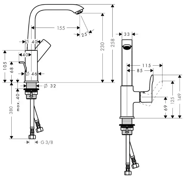 Hansgrohe - Metris New - Mosdó csaptelep - 31087000 – 2. kép