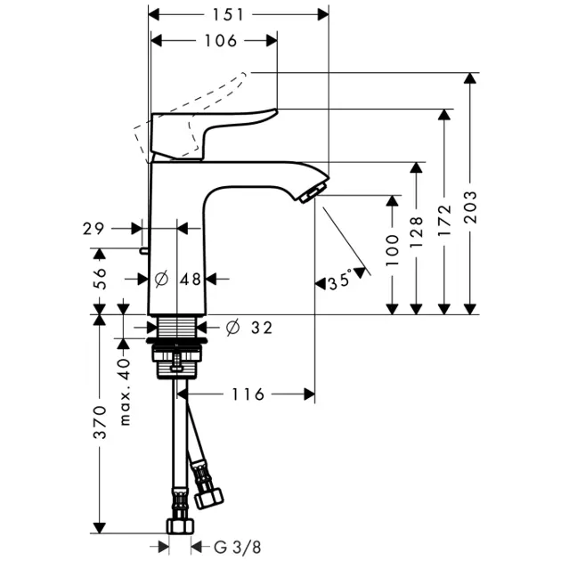 Hansgrohe - Metris New - Mosdó csaptelep - 31121000 – 2. kép