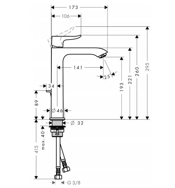 Hansgrohe - Metris New - Mosdó csaptelep - 31183000 – 2. kép