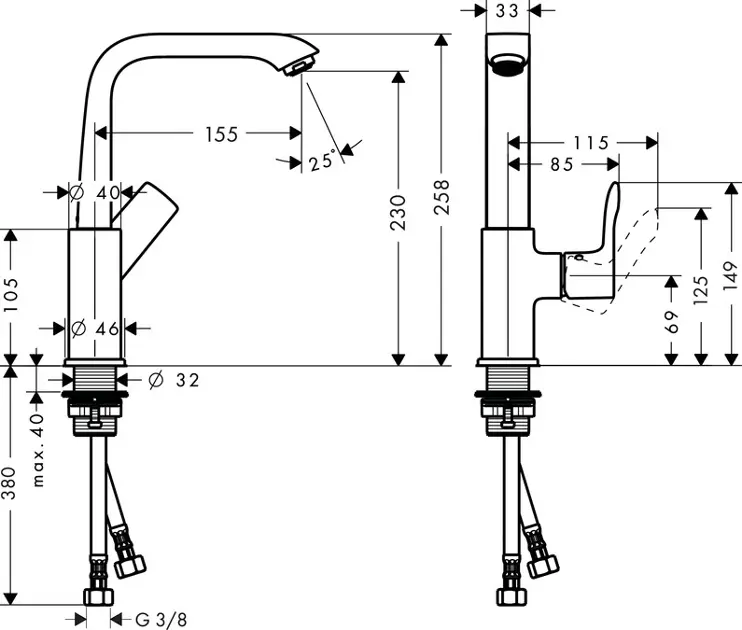 Hansgrohe - Metris New - Mosdó csaptelep - 31187000 – 2. kép