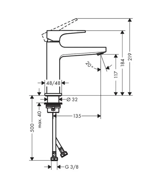 Hansgrohe - Metropol - Mosdó csaptelep - 32507000 – 2. kép