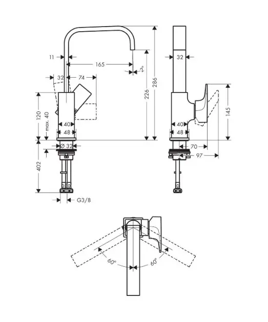 Hansgrohe - Metropol - Mosdó csaptelep - 32511000 – 2. kép