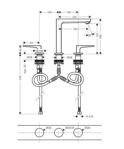 Hansgrohe - Metropol - Mosdó csaptelep - 32515000 – 2. kép