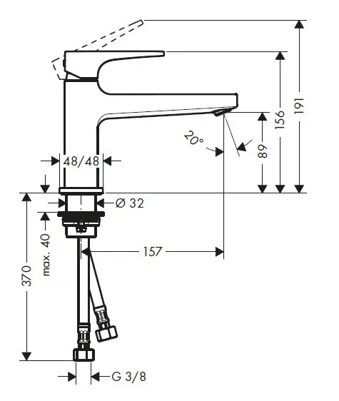 Hansgrohe - Metropol - Mosdó csaptelep - 74502000 – 2. kép