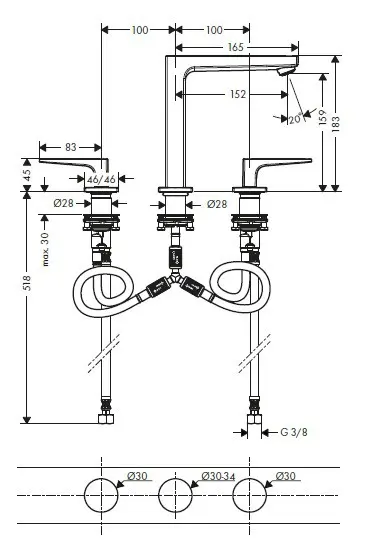 Hansgrohe - Metropol - Mosdó csaptelep - 74515000 – 2. kép