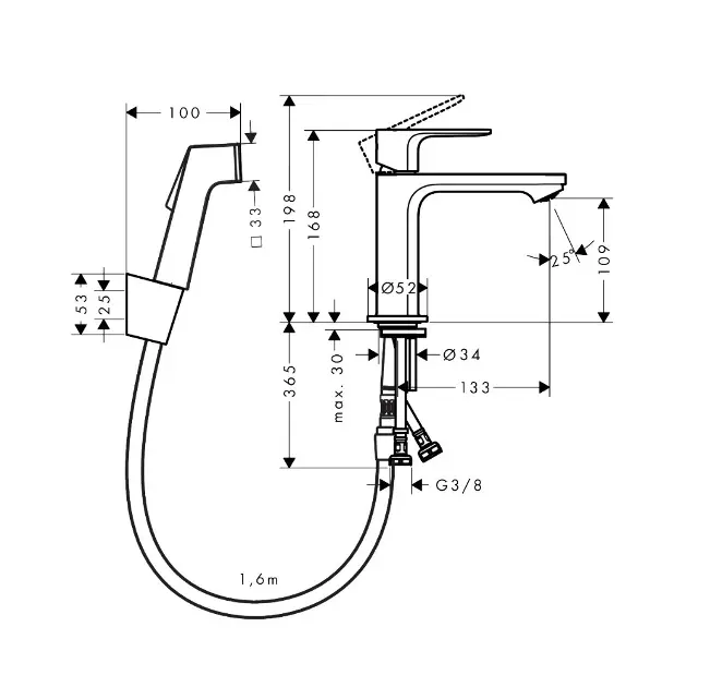 Hansgrohe - Rebris E - Mosdó csaptelep - 72216000 – 2. kép