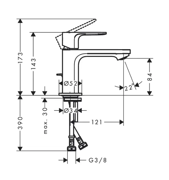 Hansgrohe - Rebris E - Mosdó csaptelep - 72550000 – 2. kép