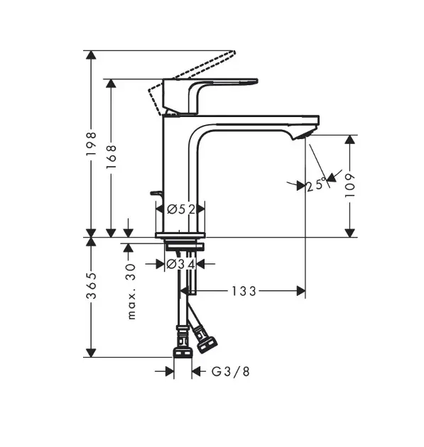 Hansgrohe - Rebris E - Mosdó csaptelep - 72557000 – 2. kép
