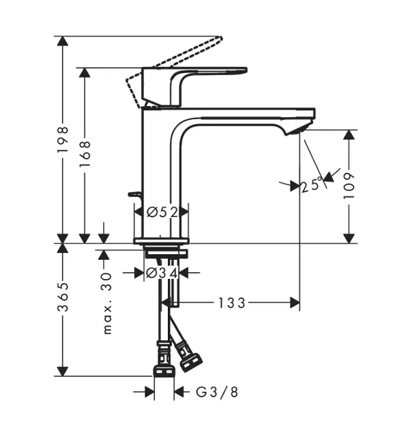 Hansgrohe - Rebris E - Mosdó csaptelep - 72559000 – 2. kép