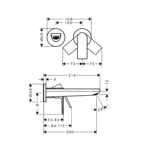 Hansgrohe - Rebris E - Mosdó csaptelep - 72568670 – 2. kép