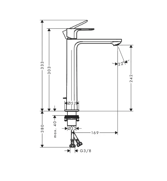 Hansgrohe - Rebris E - Mosdó csaptelep - 72581000 – 2. kép