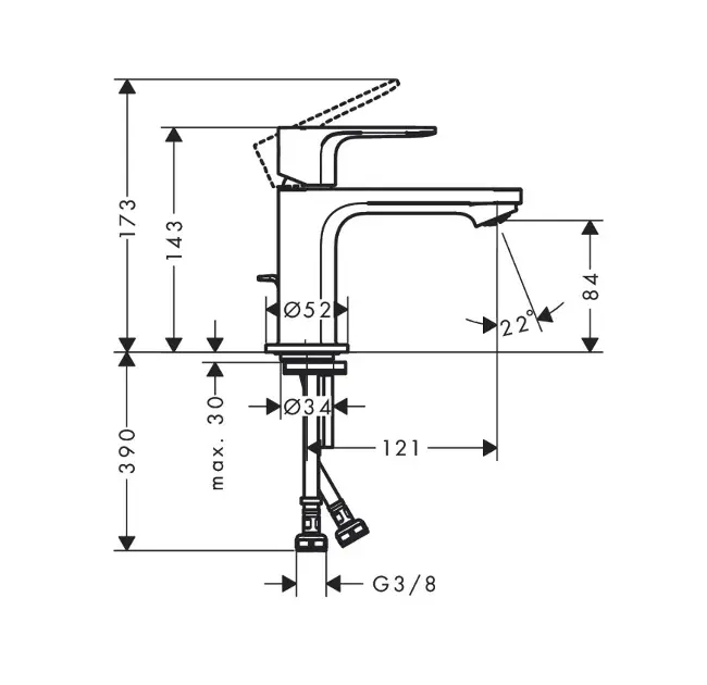 Hansgrohe - Rebris E - Mosdó csaptelep - 72585670 – 2. kép