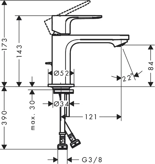 Hansgrohe - Rebris E - Mosdó csaptelep - 72587670 – 2. kép