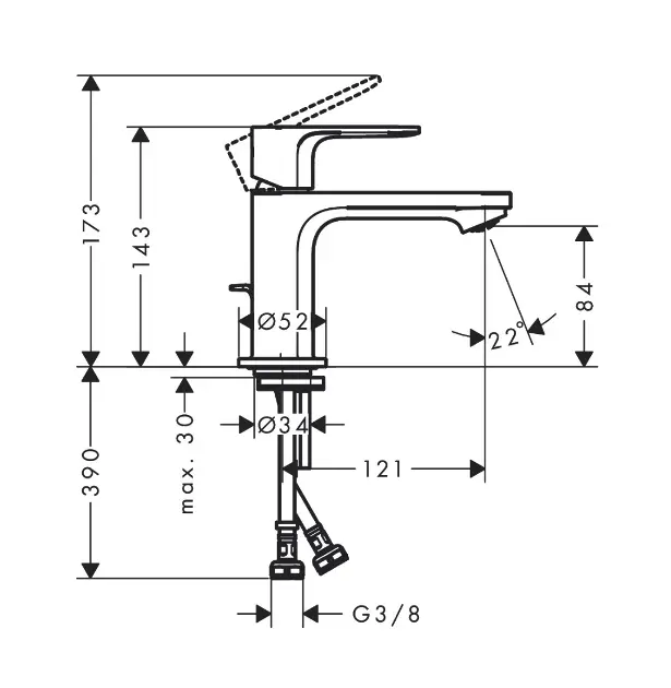 Hansgrohe - Rebris S - Mosdó csaptelep - 72510000 – 2. kép