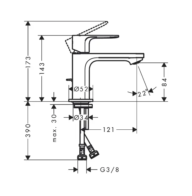 Hansgrohe - Rebris S - Mosdó csaptelep - 72514000 – 2. kép