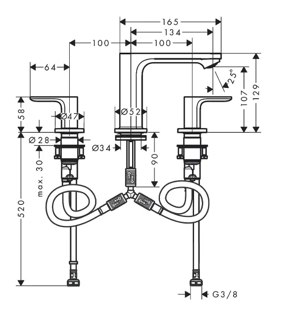 Hansgrohe - Rebris S - Mosdó csaptelep - 72530000 – 2. kép