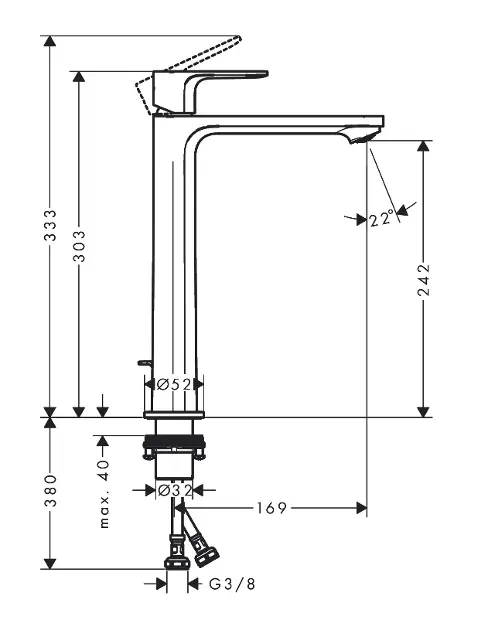 Hansgrohe - Rebris S - Mosdó csaptelep - 72582000 – 2. kép