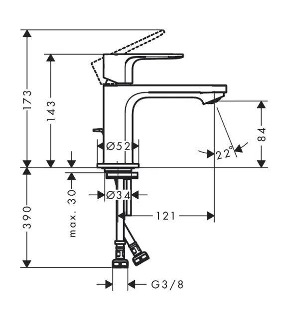 Hansgrohe - Rebris S - Mosdó csaptelep - 72584670 – 2. kép