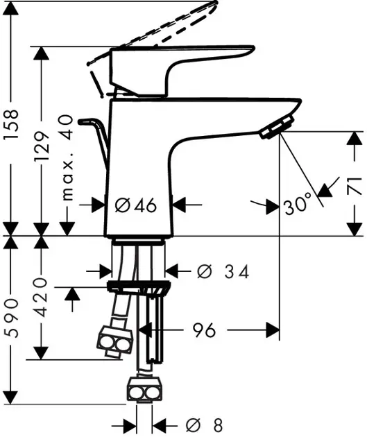 Hansgrohe - Talis E - Mosdó csaptelep - 71707000 – 2. kép