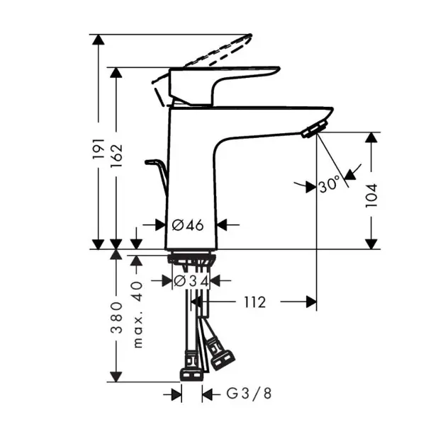 Hansgrohe - Talis E - Mosdó csaptelep - 71713000 – 2. kép