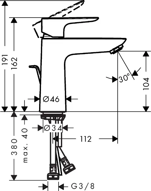 Hansgrohe - Talis E - Mosdó csaptelep - 71713140 – 2. kép