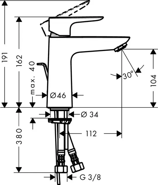 Hansgrohe - Talis E - Mosdó csaptelep - 71715000 – 2. kép