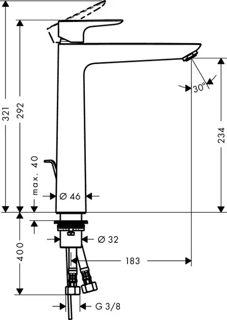 Hansgrohe - Talis E - Mosdó csaptelep - 71716000 – 2. kép