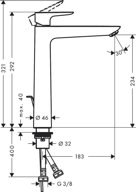 Hansgrohe - Talis E - Mosdó csaptelep - 71716700 – 2. kép