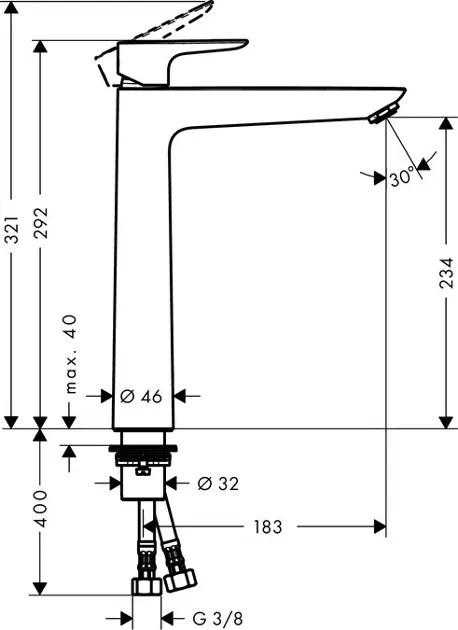 Hansgrohe - Talis E - Mosdó csaptelep - 71717000 – 2. kép