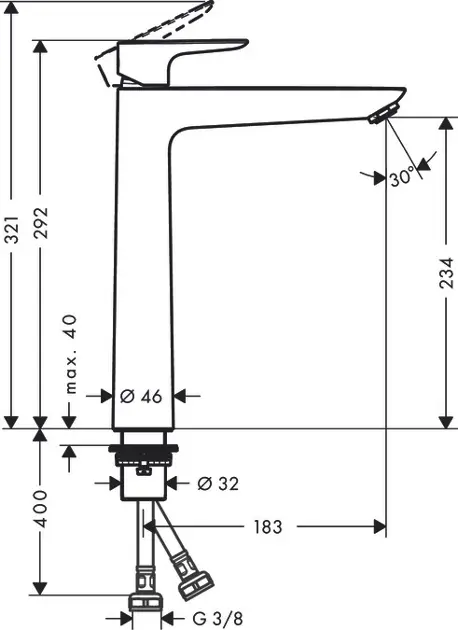 Hansgrohe - Talis E - Mosdó csaptelep - 71717670 – 2. kép