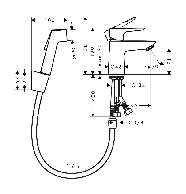 Hansgrohe - Talis E - Mosdó csaptelep - 71729000 – 2. kép