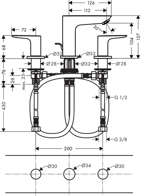 Hansgrohe - Talis E - Mosdó csaptelep - 71733000 – 2. kép