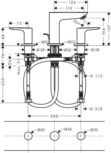Hansgrohe - Talis E - Mosdó csaptelep - 71733140 – 2. kép
