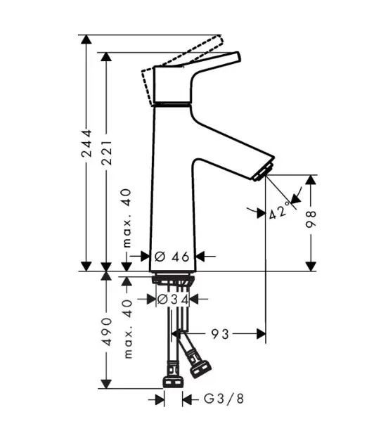 Hansgrohe - Talis S - Mosdó csaptelep - 72023000 – 2. kép