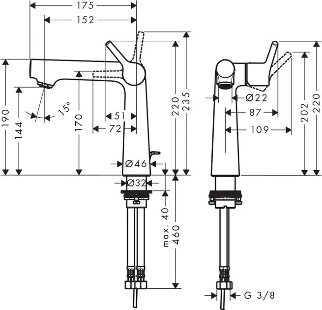 Hansgrohe - Talis S - Mosdó csaptelep - 72113000 – 2. kép