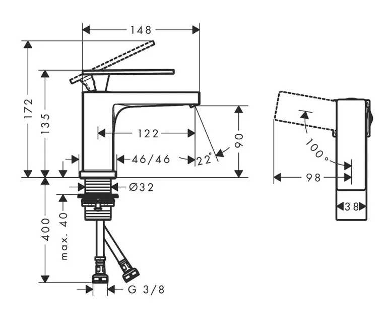 Hansgrohe - Tecturis E - Mosdó csaptelep - 73001140 – 2. kép