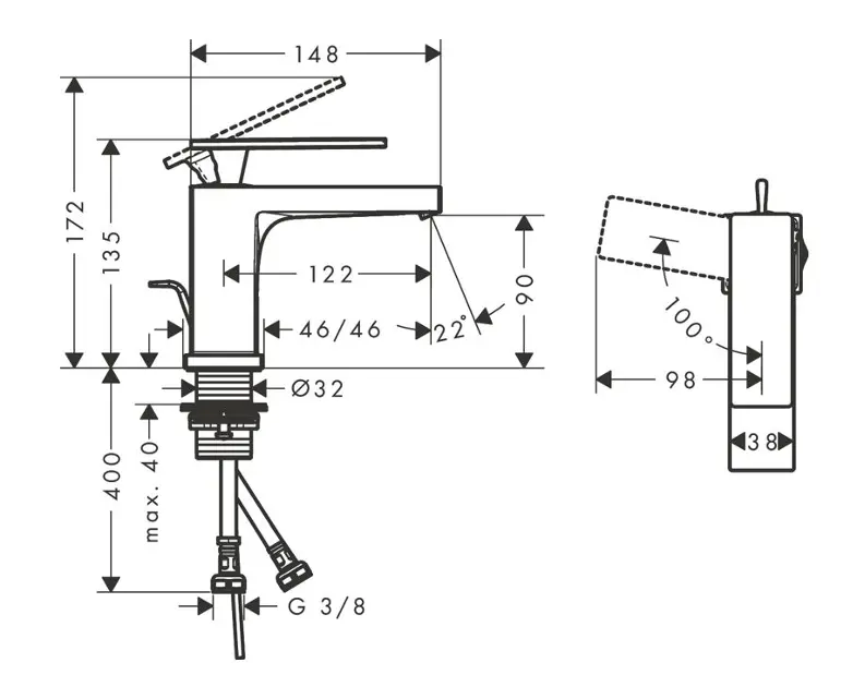 Hansgrohe - Tecturis E - Mosdó csaptelep - 73004700 – 2. kép